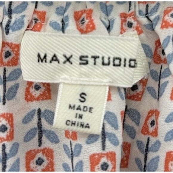 Max Studio Chiffon Ruffle Flutter Slv Blouse Sz Sm Boho, Preppy, Elastic Waist - Picture 4 of 7